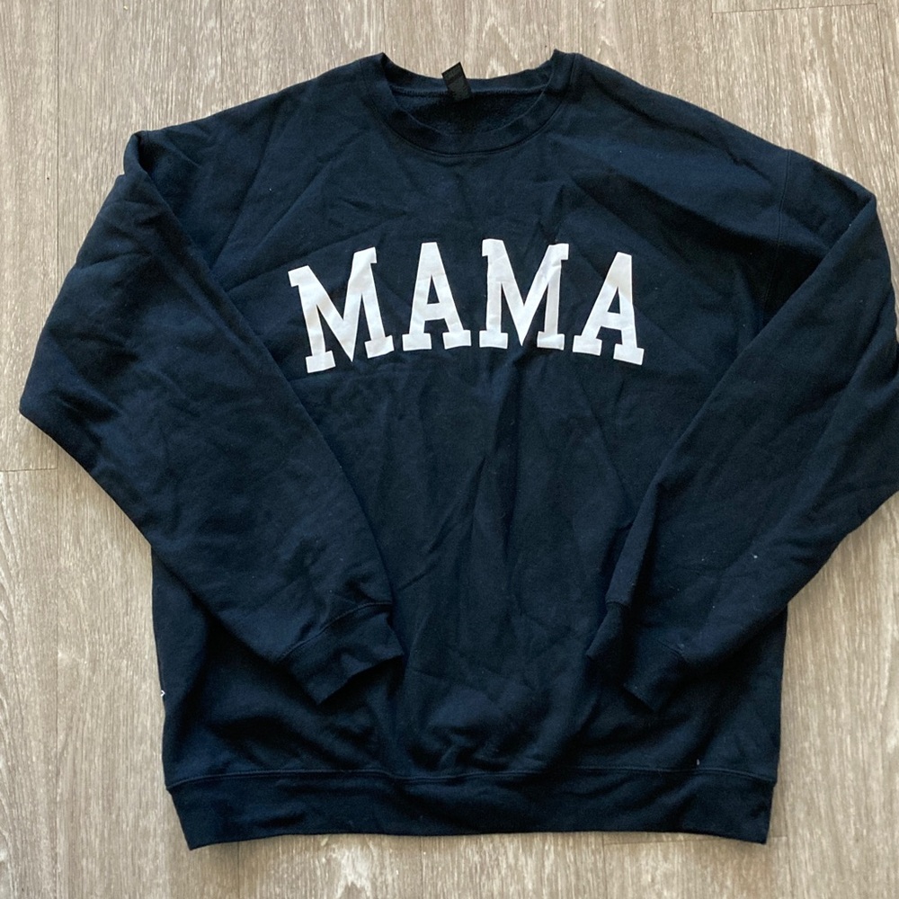 MAMA Black Crewneck Sweatshirt - Women's Cozy Pullover